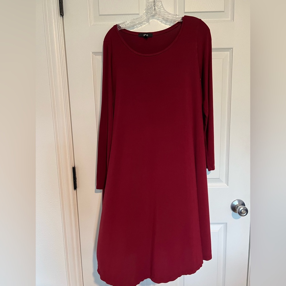 Size 14-16 Ellos maroon dress.  Mid calf length.